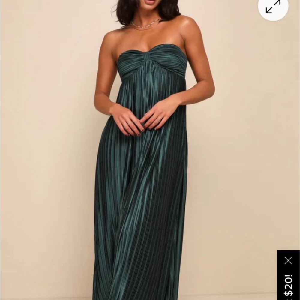 Lulus Emerald/Forest Green Strapless Formal Dress